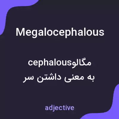 معنی megalocephalous به فارسی
