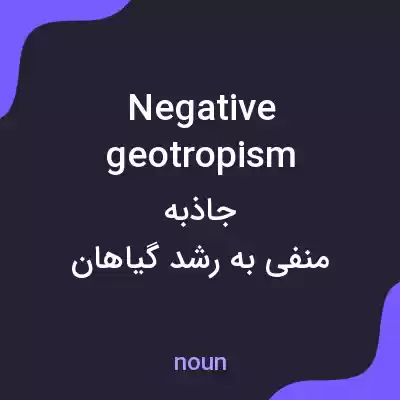 معنی negative geotropism به فارسی