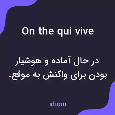 معنی on the qui vive به فارسی