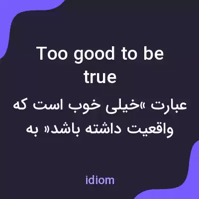 معنی too good to be true به فارسی معنی too good to be true به فارسی